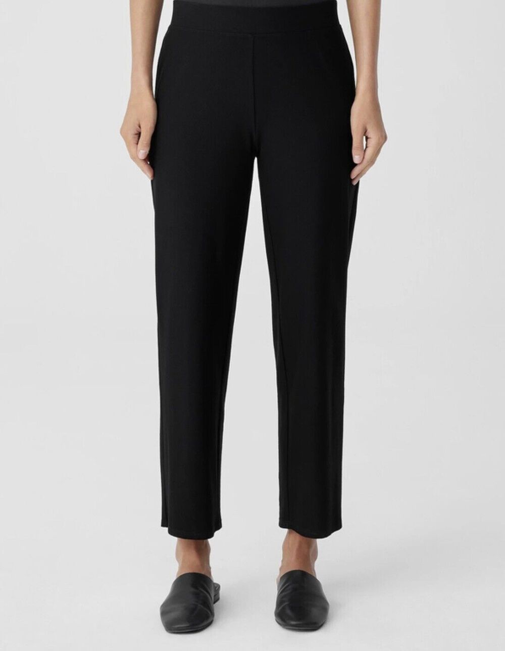 Eileen Fisher Size 10 Washable Stretch Crepe Straight Pants Italian Fabric - Picture 2 of 14